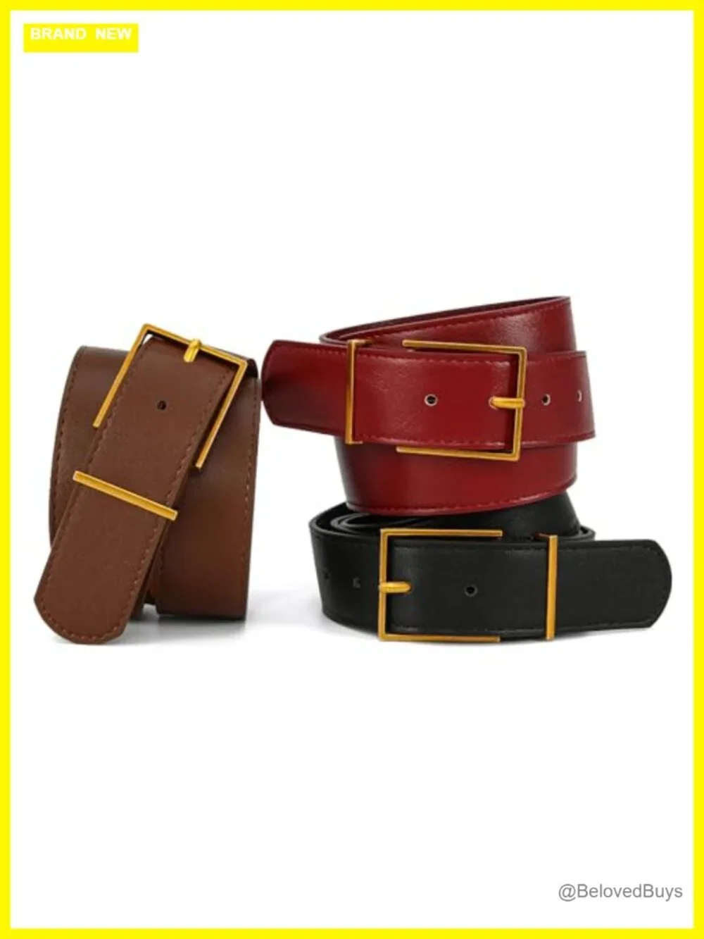 Women Wide Faux Suede Leather Belt Square Buckle for Jeans Dress